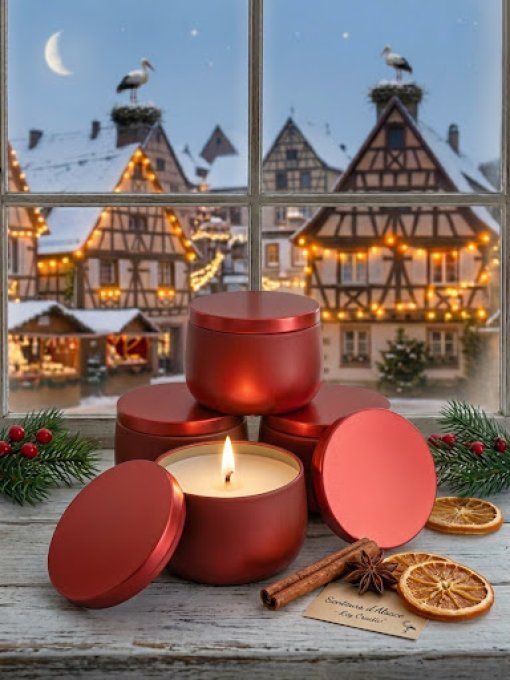 Bougie Parfumée Artisanale "Écrin Rouge de Noël"