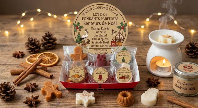 Lot de 6 fondants parfumés de Noel artisanaux en coffret festif Ley Creativ Alsace